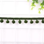 10 yarda 12 mm ponpon şerit, ponpon şerit, ponpon, ponpon, püsküllü, dekoratif bant, dekoratif şerit, dikiş aksesuarı, kendin yap el işi, kıyafet, kostüm, dikiş, dekorasyon, asker yeşili