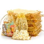 100 adet 10 x 15 cm organze kese, altın renkli must, doldurmak için küçük kese, düğün, doğum günü torbası, Noel hediye paketi, şekerleme torbası
