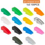 100 Adet 1x3 Moc Yay Şeklinde Tuğla Dıy Klasik Eğitim Eğim Yapı Taşları ile Uyumlu Birleştirir Parçacıklar Oyuncaklar Hediye Için (Yurt Dışından) - Parçalı Setler