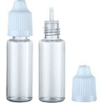 100 Adet - 20ML Şeffaf Plastik Likit Şişesi - Iğne Uclu Damlalıklı Pet Şişe, Beyaz Kapaklı