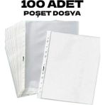 100 Adet A4 Şeffaf Dosya Föy Poşet Dosya - Beyaz