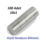 100 Adet Çap 10Mm X Kalınlık 1Mm Yuvarlak Güçlü Neodyum Mıknatıs