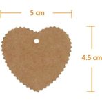 100 Adet Ipsiz 5 cm Kalp Şekilli Craft Kraft Etiket Karton Kağıt Ayakkabı Elbise Giysi Tshirt Reyon