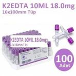 100 Adet Kan Alma Tüpü, Mor Kapak, K2E K2EDTA 10ml 18mg 16x100mm, Bd Vacutainer