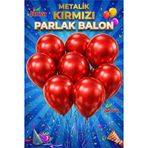100 Adet Metalik Parlak Büyük Boy Balon Parti Doğum Günü Açılış Süsleme Kutlama Kırmızı