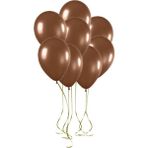 100 Adet Metalik Sedefli Renkli Balon,-+5 M. Balon ZİNCIRI+100LU Balon Bandı - Kahverengi