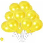 100 Adet Metalik Sedefli Renkli Balon,-+5 M. Balon ZİNCIRI+100LU Balon Bandı - Sarı
