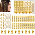 100 adet rasta kilitli takı, Viking saç süsü, gümüş, metal saç halkaları, örgüler için, ayarlanabilir manşetler, saç boncukları, saç spiralleri, örgü aksesuarları, dekorasyon (altın)