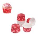 100 Adet Renkli Büyük Boy Pet Kapsül Cupcake Muffin Kek vb Kalıbı (Ebat 6,7 cm x 4 cm x 5 cm) (Puantiyeli Kırmızı)