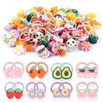 100 adet renkli saç lastiği, kız çocuk, elastik bebek saç lastiği, karikatür saç bandı, kız çocuk saç lastiği, küçük, kurdele, hayvan, çiçek ve meyve desenli