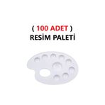 (100 ADET) Resim Boya Paleti - Plastik Palet, Okul Ressam Paleti - 20 cm - 9 Göz