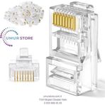 100 Adet Rj45 Cat 5 Konnektör 8P8c Ethernet Jakı Rj45 Cat5 Konnektör Ethernet Kablo Sıkma Uç Fiş