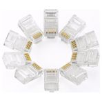 100 Adet - RJ45 Konnektör Network Cat5 Cat6 Jak Jack Ethernet Uç - Şeffaf