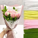 100 Adet Sarı, Pembe, Beyaz, Koyu Yeşil Renkli Şönil , Çiçek Yapım Seti, Tüylü Tel, 30 Cm, Peluş Tel - Karışık-Çok Renkli