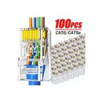 100 Adet Yeni Nesil Delikli Rj45 Cat5 Cat6 Ethernet Internet Kablo Soketi Konnektör 8p8c Jack Utp Uç