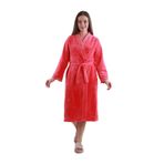 %100 Bambu Kadın Şal Yaka Sabahlık/Bornoz Nar 2XL
