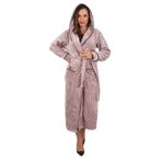 %100 Bambu Kapişonlu Uzun Sabahlık Açık Kahve 3XL