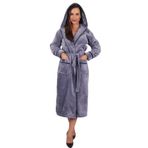 %100 Bambu Kapişonlu Uzun Sabahlık füme 4XL