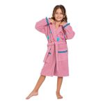 %100 Bambu Kız Çocuk Kapüşonlu Çiçek Desenli Sabahlık/Bornoz Pembe 5-6 Yaş