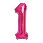 100 CM Pembe 1 Rakam Folyo Balonu. Sayı Büyük Boy Helyumla Uçan