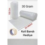 100 cm x 25 Metre Balonlu Naylon Koli Bandı Hediyeli Eşya Sarma Koruma Naylonu Patpat - 1 Adet - Şeffaf