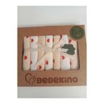 %100 Coton 7li Bebek Ağız Silme Mendili Kalp desenli BEBEKİNO3kalp