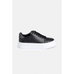 %100 Deri Termo Taban Siyah-Beyaz Erkek Sneaker Ayakkabı - Siyah-Beyaz-Siyah
