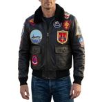 %100 Gerçek deri Üst Siyah Silah Ceketi - Cruise Maverick Tom Uçuş, Pilot, Bombardıman Uçağı, Havacı Kıyafeti - Cadılar Bayramı Cosplay Kostüm Erkek, kahverengi, M