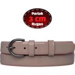%100 Hakiki Deri, 3 cm Pudra Rugan Klasik Kadın Kemeri, Business, Iş Kadını, Kumaş, Takım KEMERI-R03 - 95 cm - Pudra - Rugan