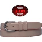 %100 Hakiki Deri, 3 cm Pudra Rugan Klasik Kadın Kemeri, Business, Iş Kadını, Kumaş, Takım KEMERI-R21 - 95 cm - Pudra - Rugan