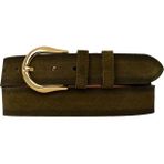 %100 Hakiki Deri, Gold Tokalı 4 cm Süet Askeri Yeşil Kadın Kemeri; Kot, Spor Kemer=süet.70.ask.yeşil - 130 cm