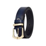 %100 Hakiki Deri Gold Tokalı, Metal Köprülü Lacivert Kadın Kemeri, 3 cm x3cm-KD-42-GOLD.Tk