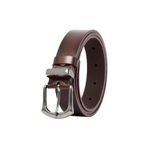 %100 Hakiki Deri Gümüş Tokalı, Metal Köprülü Koyu Kahverengi Kadın Kemeri, 3 cm x3cm-KD-41-GMS.Tk