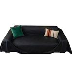 %100 Hakiki Deri Koltuk Kılıfı - Modern Görünümlü Şık ve Dayanıklı Kanepe Kılıfı - Oturma Odası Mobilyaları Koruyucu (Siyah, 171x139 cm)