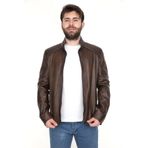 %100 Hakiki Kuzu Derisi Puntolu Kahve Erkek Deri Ceket