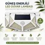 100 Led Solar Hareket Sensörlü Dış Mekan Bahçe Lambası (9 Adet)