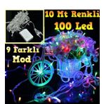 100 Ledli Renkli 5 Fonksiyonlu 10 Mt Led Yılbaşı Ağaç Süsü Sarkıt Işık Led Işık Ağaç Süsleme