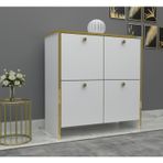 %100 Mdf 2 Kapaklı Küp Altın SarısıDetaylı Ayakkabılık