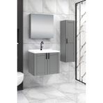 %100 MDF - 65 cm Riva Banyo Dolabı + 30 cm Riva Boy Dolabı - Gri
