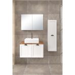 %100 Mdf - 80 cm Aren Banyo Dolabı + 30 cm Aren Boy Dolabı - Beyaz