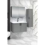 %100 Mdf - 80 Cm Riva Banyo Dolabı + 30 Cm Riva Boy Dolabı