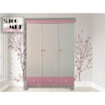 %100 Mdf Bohem Pembe 3 Kapılı Bebek&çocuk Odası Gardırop - Beyaz - Pembe