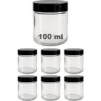 100 ml Cam Kavanoz Şeffaf 100 cc Krem Kavanozu Siyah Kapaklı Kozmetik Kavanoz 6 Adet