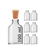100 ml Düğün, Kına, Nişan, Kolonya, Koku, Hediyelik Şişesi Şeffaf Mantar Tıpalı 100 cc Cam Şişe (Şeffaf 6 Adet)