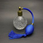 100 ml Retro Mavi Pompali Hortumlu Parfüm Şişesi, Nostaljik ve Şık Tasarım - Antrasit