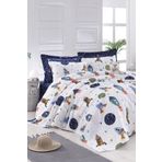 %100 Natural Cotton Pike Set Single Size Printed Spacex Navy