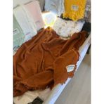 %100 Organik Pamuk 4 Kat Müslin Bebek & Çocuk Müslin Battaniyesi (100×100 Cm) Saçaklı Dikişli - Kahverengi