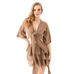 100% Organik Pamuk Kadın Siyah Kruvaze Yaka Bolero (Mokka, XL - 2XL)