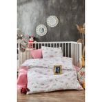 %100 Organik Pamuk Yıldızlı Pembe Bebek Nevresim Takımı Çarşaflı