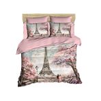%100 Pamuk 3D Baskılı Eyfel Kulesi Temalı, Love in Paris Nevresim Takımı, Tam/Queen Boy Yorgan/Nevresim Takımı, (3)